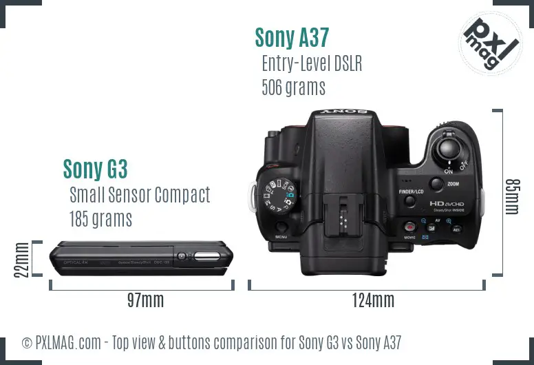 Sony G3 vs Sony A37 top view buttons comparison