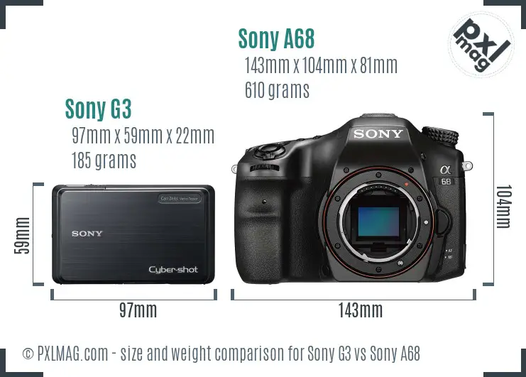 Sony G3 vs Sony A68 size comparison