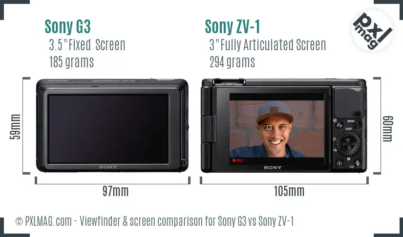 Sony G3 vs Sony ZV-1 Screen and Viewfinder comparison