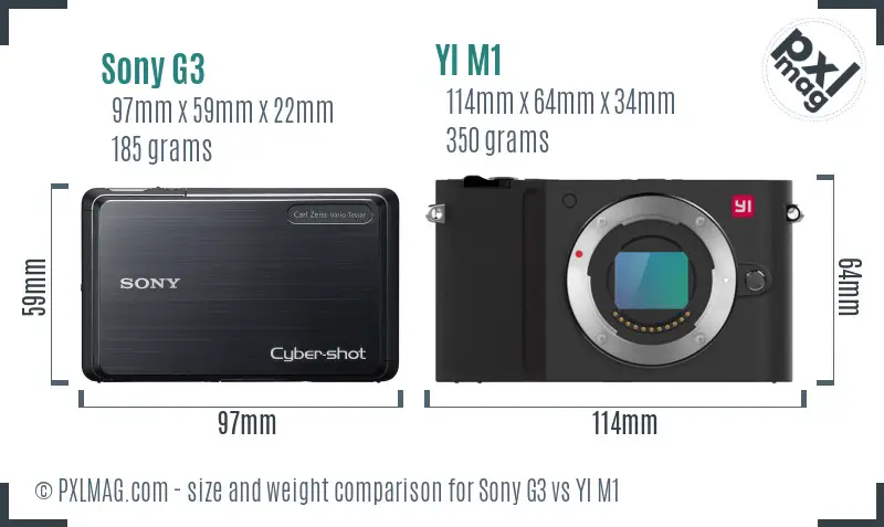 Sony G3 vs YI M1 size comparison