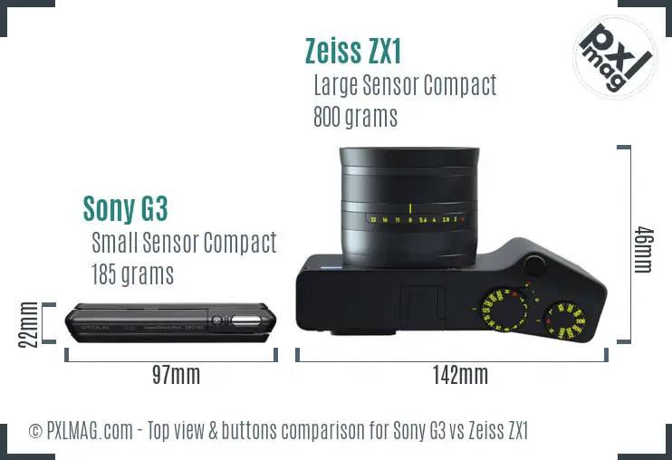 Sony G3 vs Zeiss ZX1 top view buttons comparison
