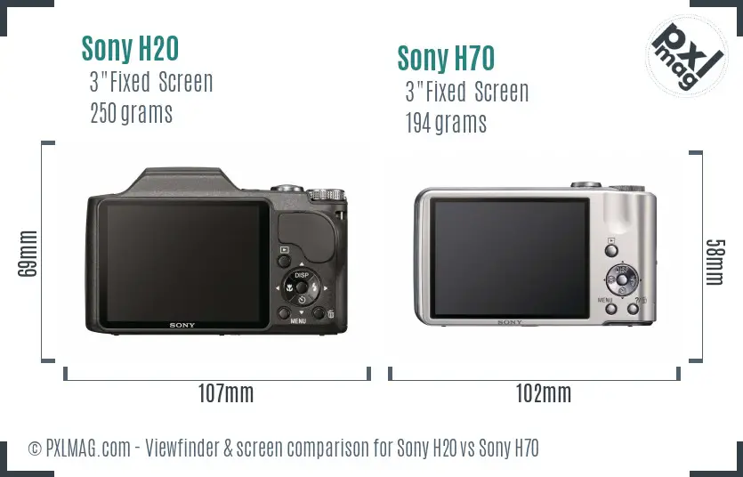 Sony H20 vs Sony H70 Screen and Viewfinder comparison
