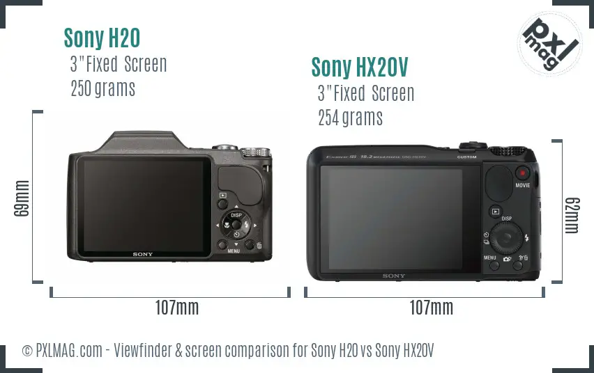 Sony H20 vs Sony HX20V Screen and Viewfinder comparison