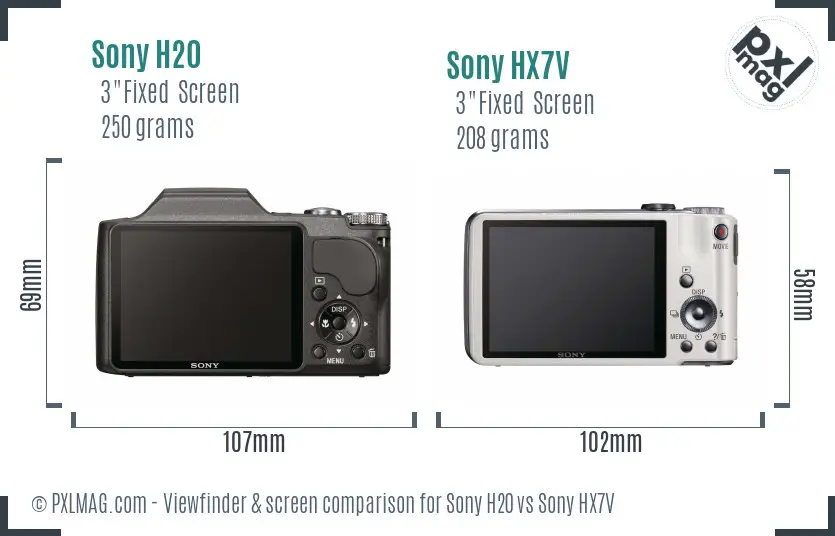 Sony H20 vs Sony HX7V Screen and Viewfinder comparison