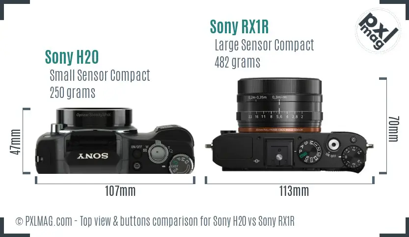 Sony H20 vs Sony RX1R top view buttons comparison