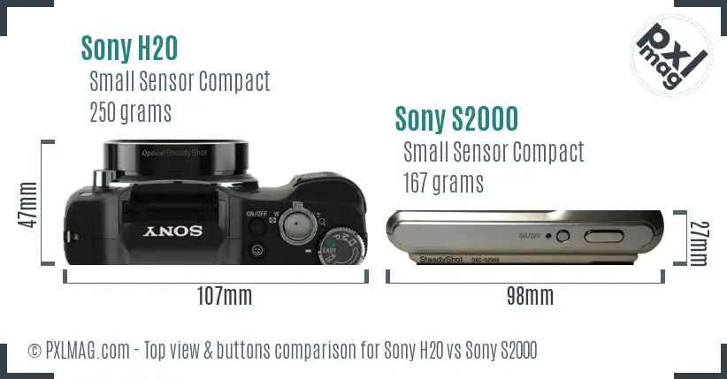 Sony H20 vs Sony S2000 top view buttons comparison