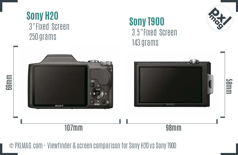 Sony H20 vs Sony T900 Screen and Viewfinder comparison