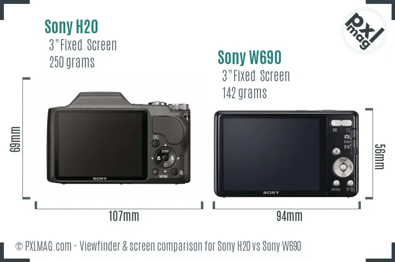 Sony H20 vs Sony W690 Screen and Viewfinder comparison