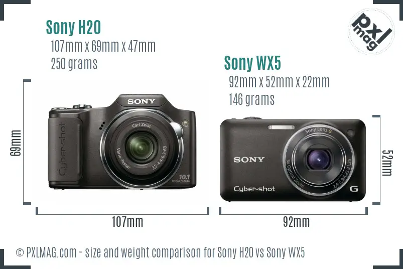 Sony H20 vs Sony WX5 size comparison