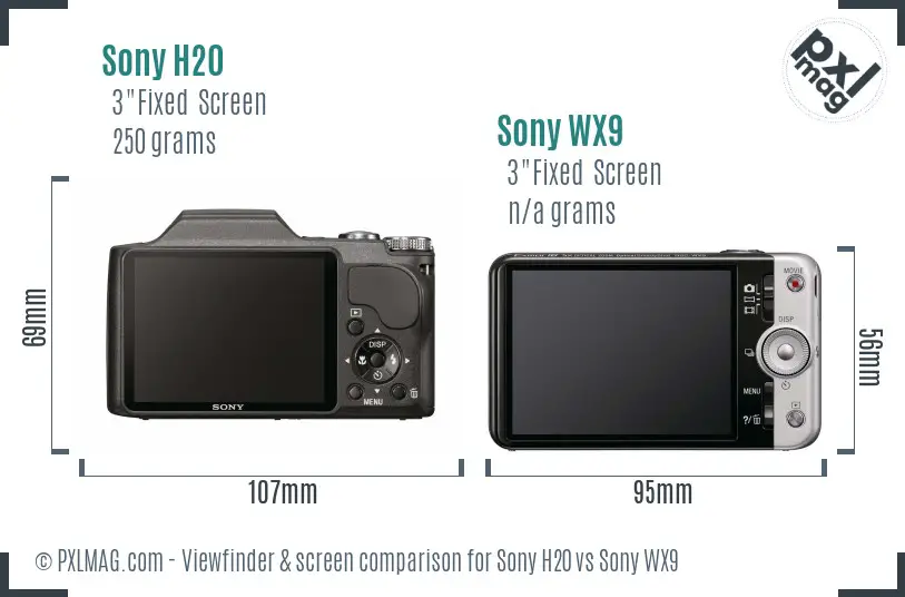 Sony H20 vs Sony WX9 Screen and Viewfinder comparison