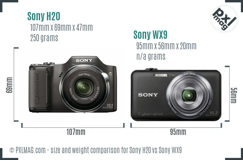 Sony H20 vs Sony WX9 size comparison
