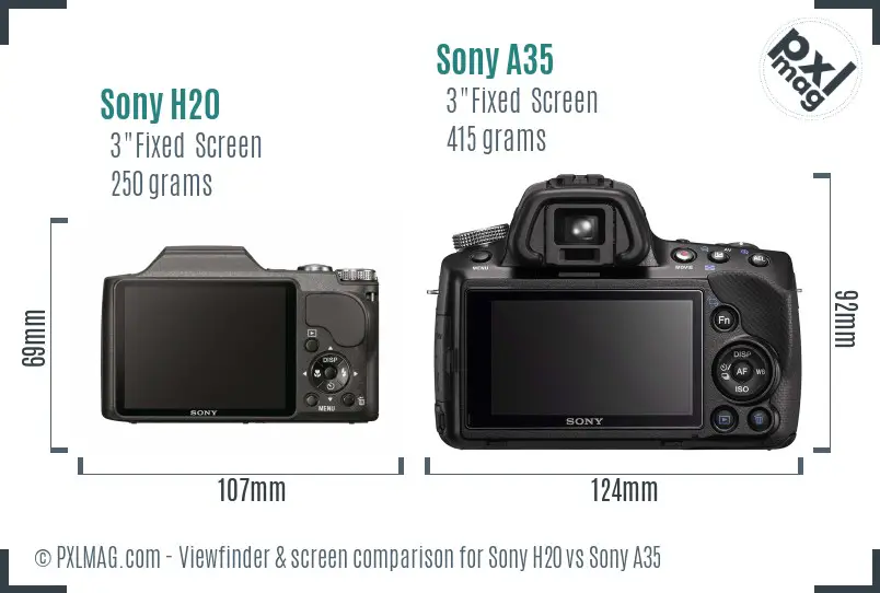 Sony H20 vs Sony A35 Screen and Viewfinder comparison