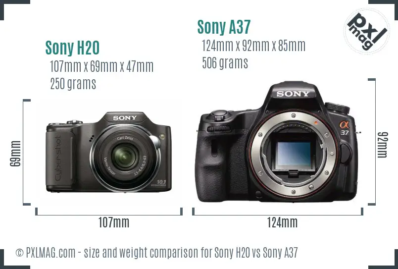 Sony H20 vs Sony A37 size comparison