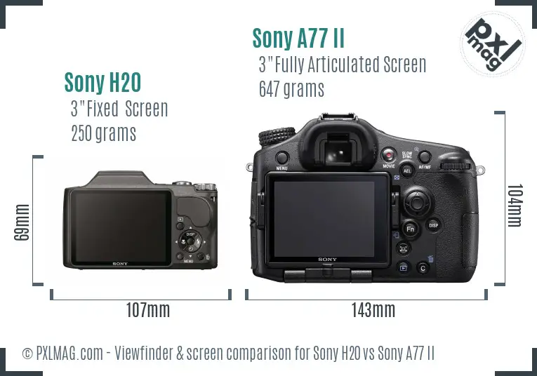 Sony H20 vs Sony A77 II Screen and Viewfinder comparison