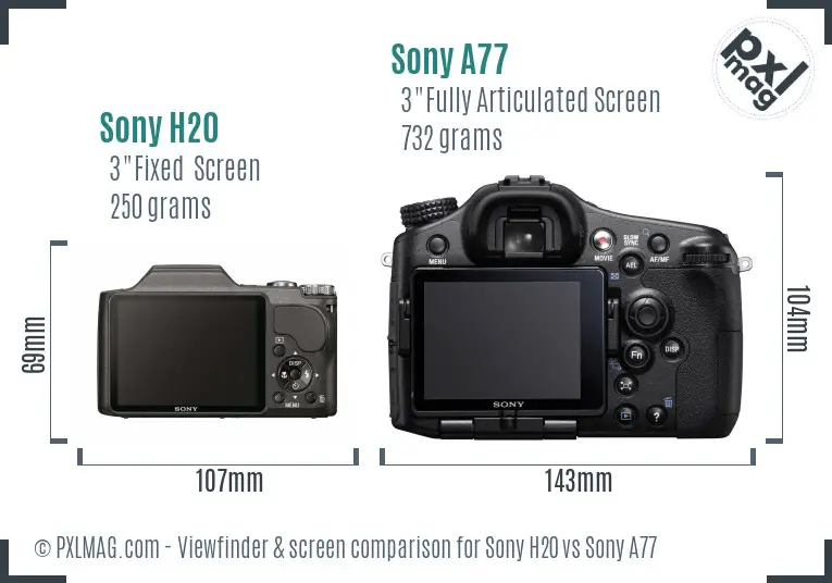 Sony H20 vs Sony A77 Screen and Viewfinder comparison