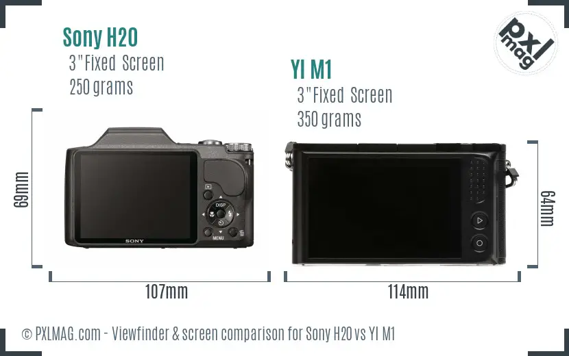 Sony H20 vs YI M1 Screen and Viewfinder comparison
