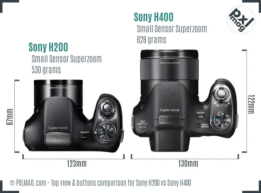Sony H200 vs Sony H400 top view buttons comparison