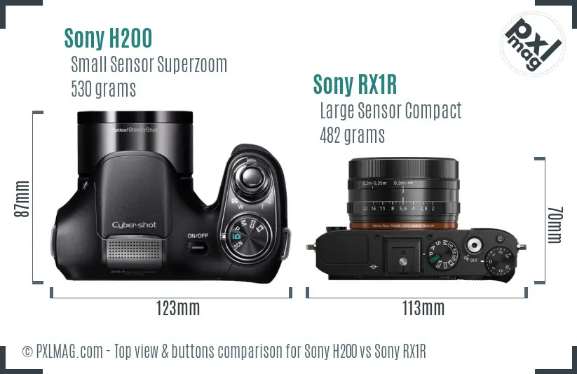 Sony H200 vs Sony RX1R top view buttons comparison