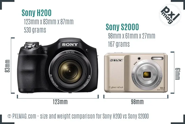 Sony H200 vs Sony S2000 size comparison