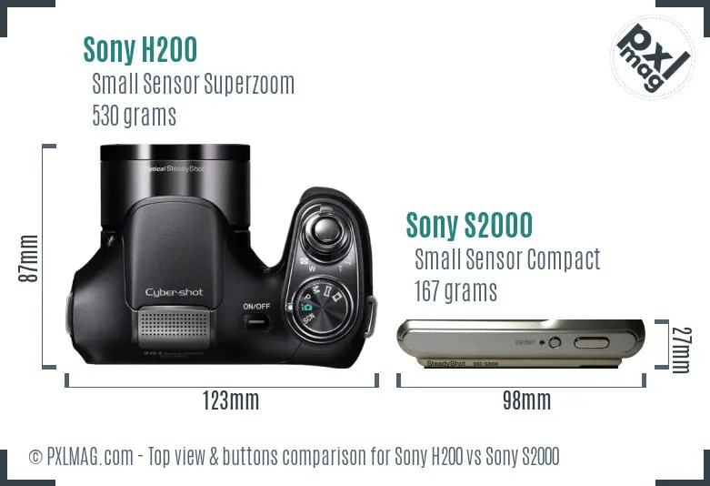 Sony H200 vs Sony S2000 top view buttons comparison