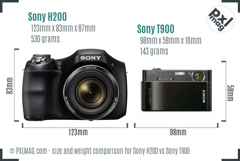 Sony H200 vs Sony T900 size comparison