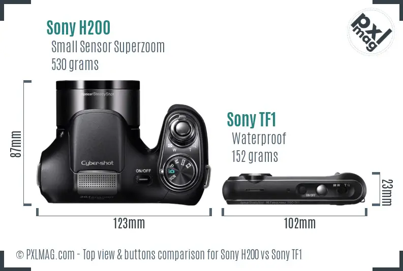 Sony H200 vs Sony TF1 top view buttons comparison