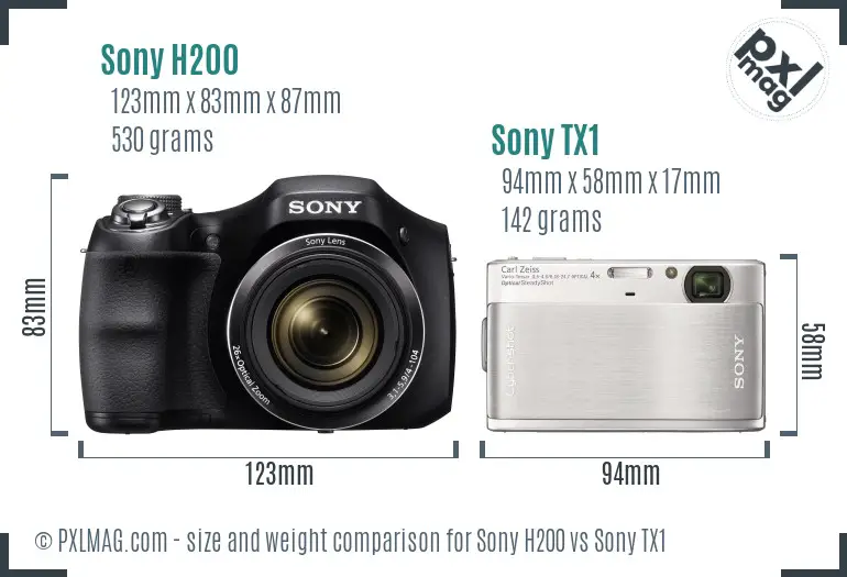 Sony H200 vs Sony TX1 size comparison