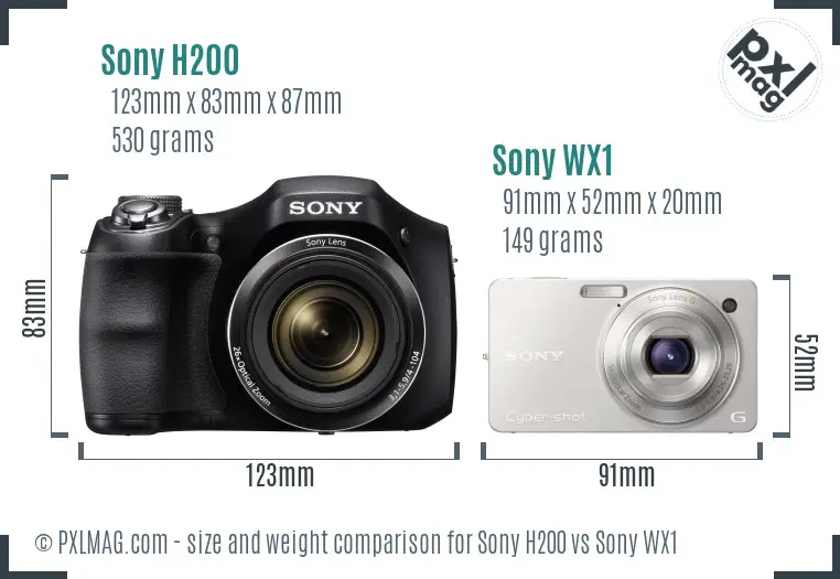 Sony H200 vs Sony WX1 size comparison