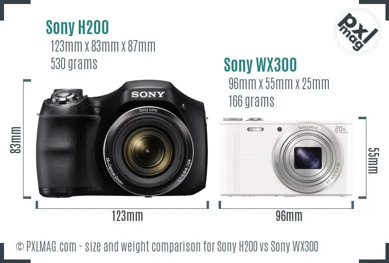 Sony H200 vs Sony WX300 size comparison