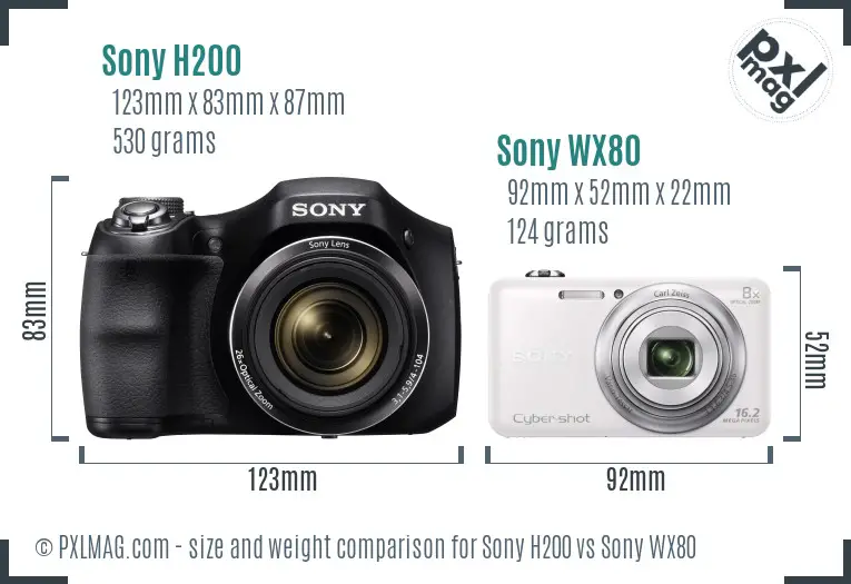 Sony H200 vs Sony WX80 size comparison