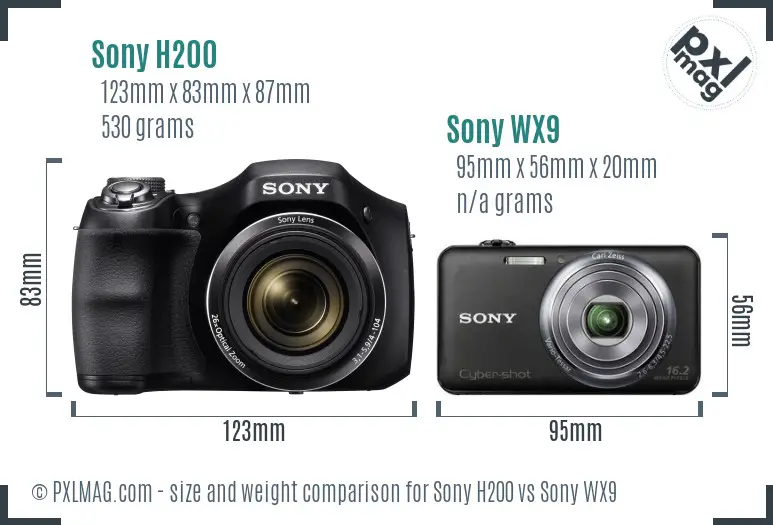 Sony H200 vs Sony WX9 size comparison