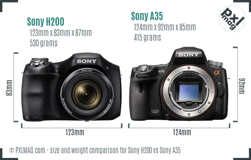Sony H200 vs Sony A35 size comparison