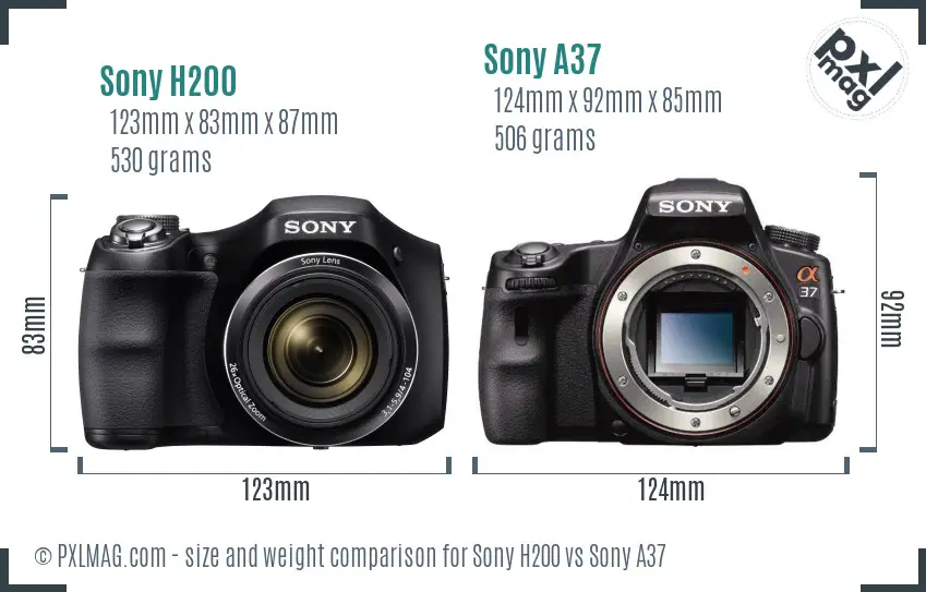 Sony H200 vs Sony A37 size comparison