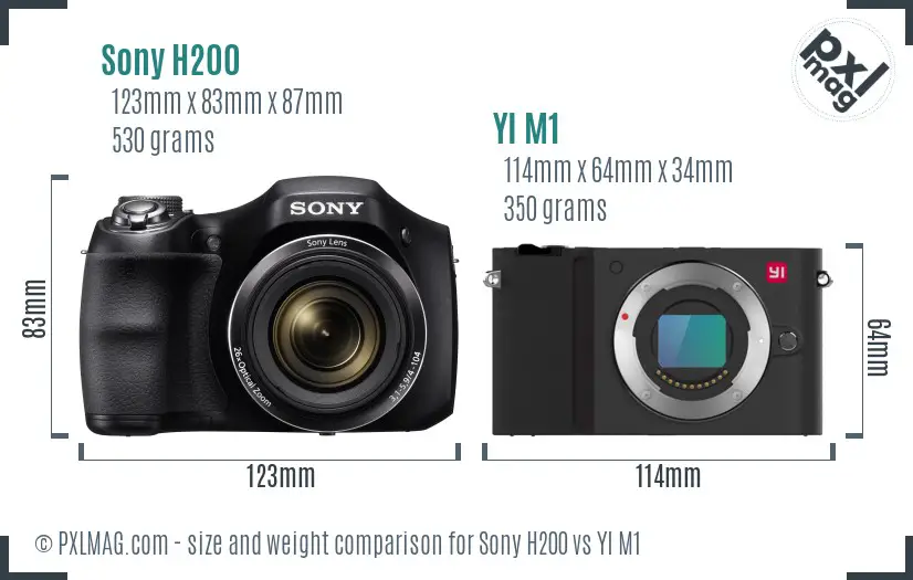 Sony H200 vs YI M1 size comparison
