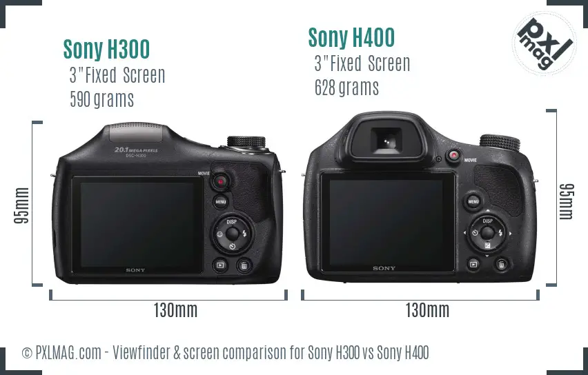 Sony H300 vs Sony H400 Screen and Viewfinder comparison