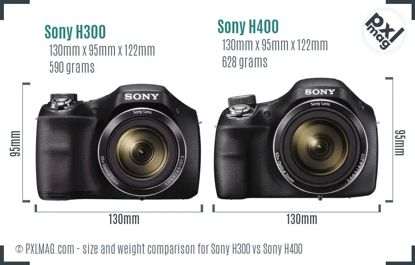 Sony H300 vs Sony H400 size comparison