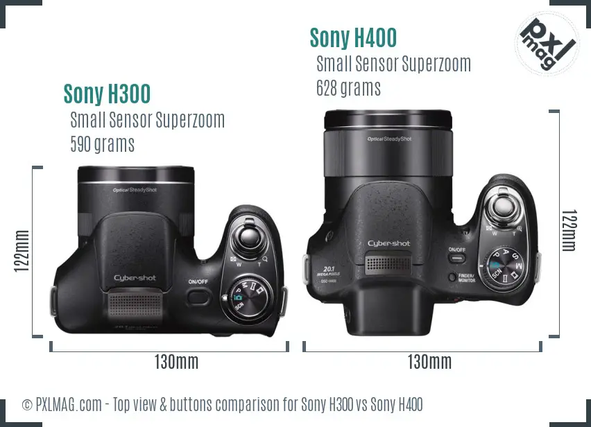 Sony H300 vs Sony H400 top view buttons comparison