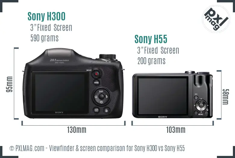 Sony H300 vs Sony H55 Screen and Viewfinder comparison