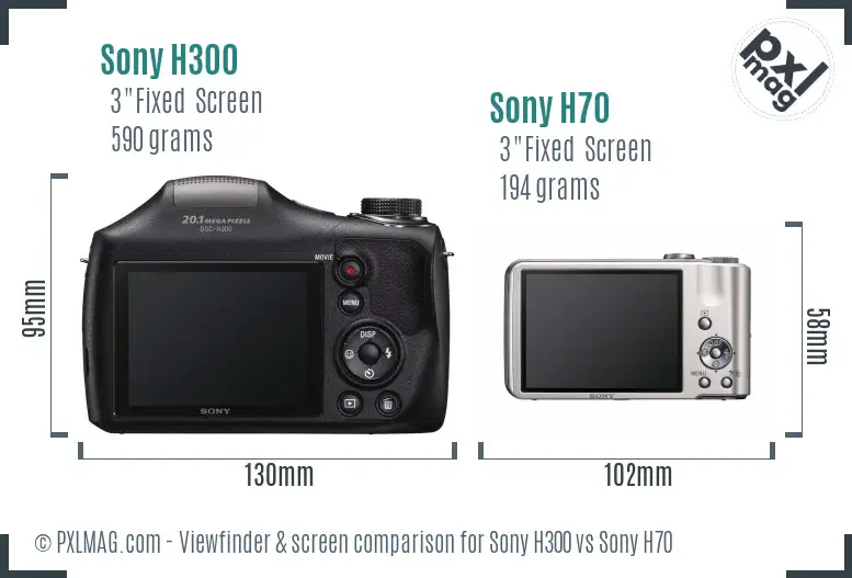Sony H300 vs Sony H70 Screen and Viewfinder comparison