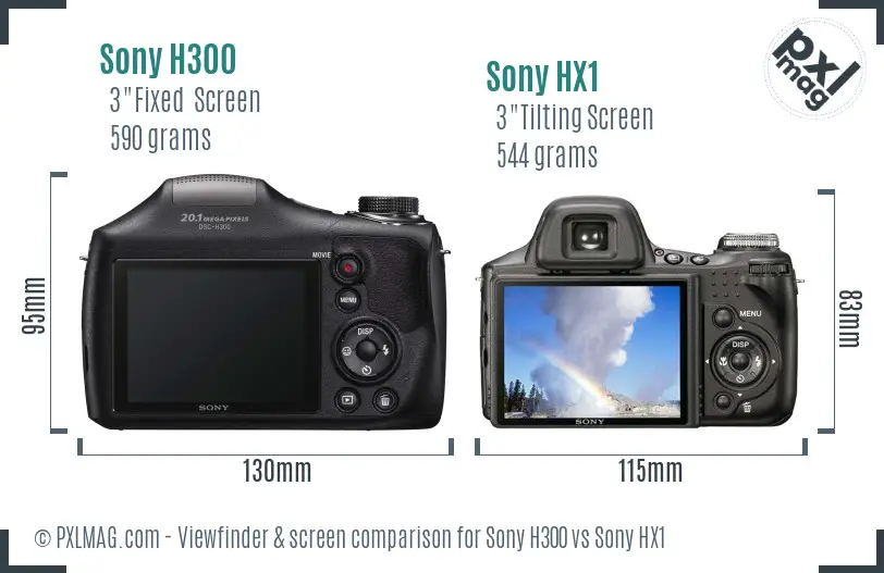 Sony H300 vs Sony HX1 Screen and Viewfinder comparison