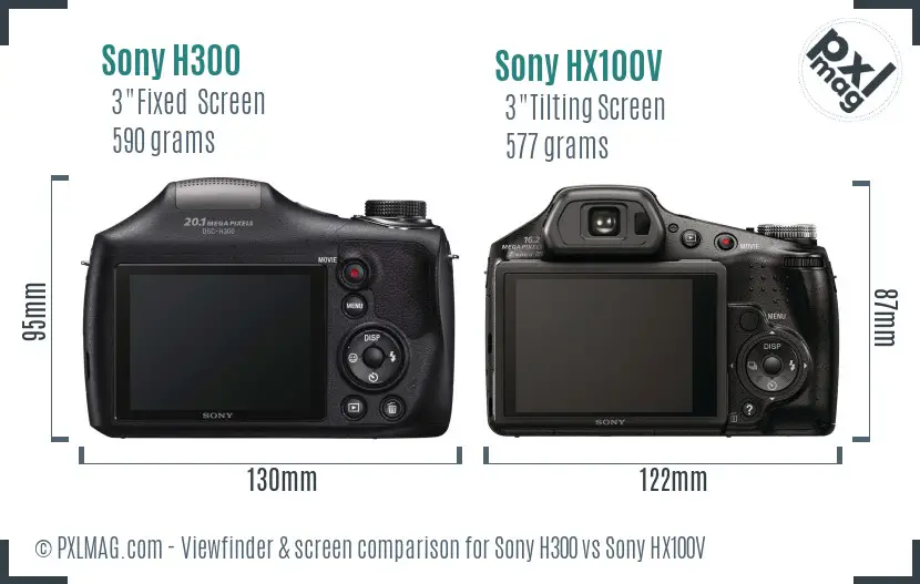 Sony H300 vs Sony HX100V Screen and Viewfinder comparison