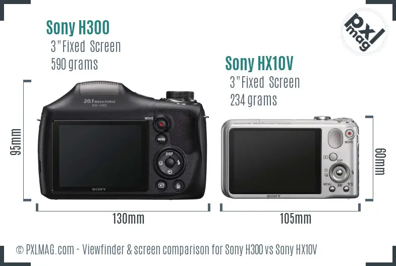 Sony H300 vs Sony HX10V Screen and Viewfinder comparison