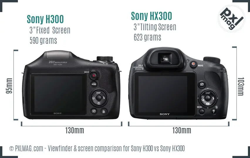 Sony H300 vs Sony HX300 Screen and Viewfinder comparison