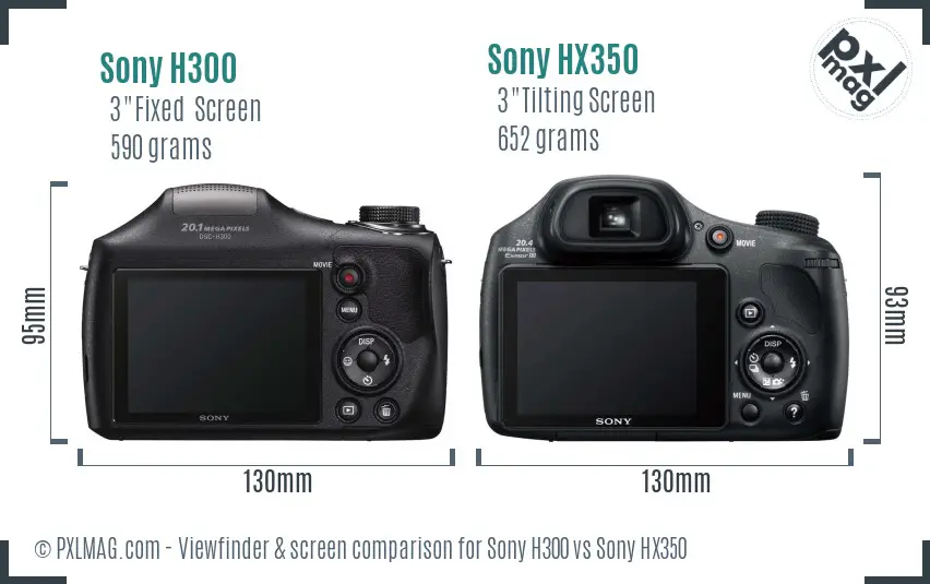 Sony H300 vs Sony HX350 Screen and Viewfinder comparison