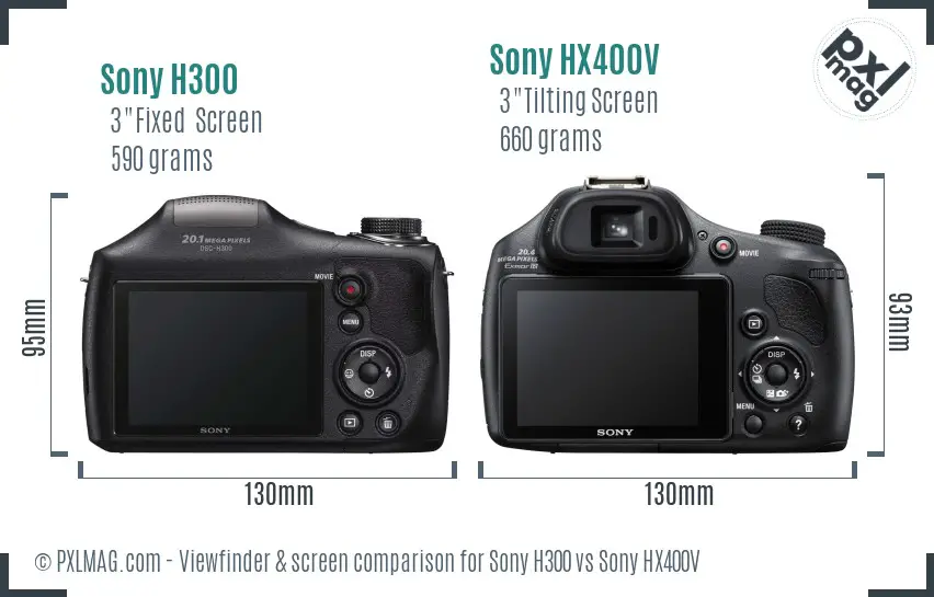 Sony H300 vs Sony HX400V Screen and Viewfinder comparison