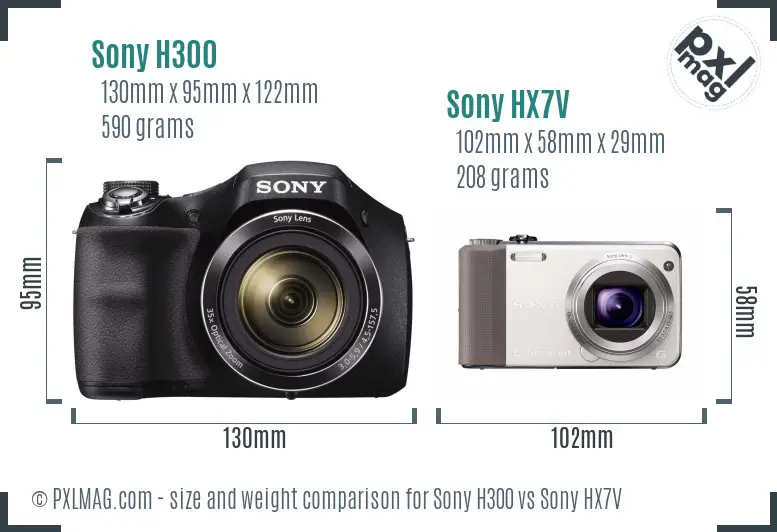 Sony H300 vs Sony HX7V size comparison