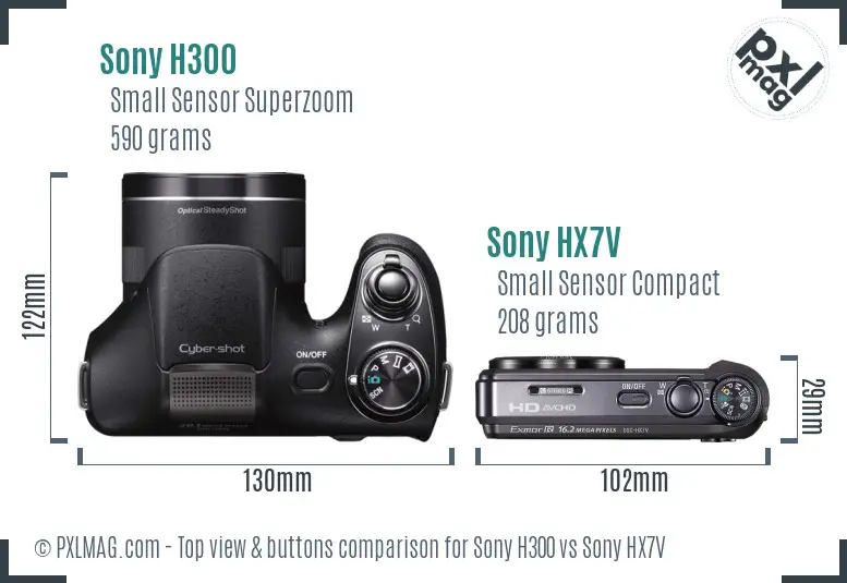 Sony H300 vs Sony HX7V top view buttons comparison