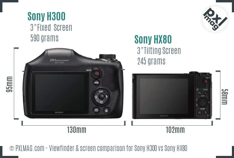 Sony H300 vs Sony HX80 Screen and Viewfinder comparison