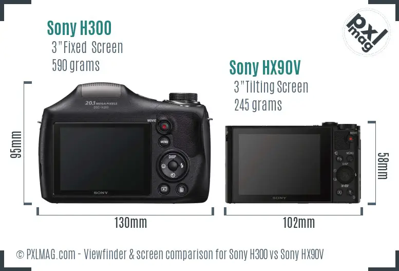 Sony H300 vs Sony HX90V Screen and Viewfinder comparison
