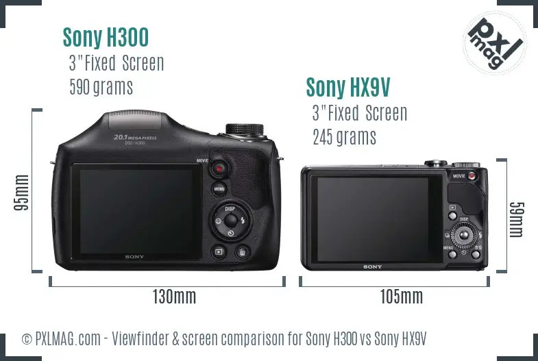 Sony H300 vs Sony HX9V Screen and Viewfinder comparison